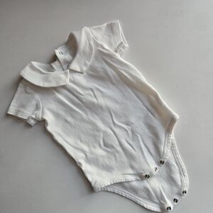 Classic White Cotton Peter Pan Collar Short Sleeve Baby Onesie 3-6m